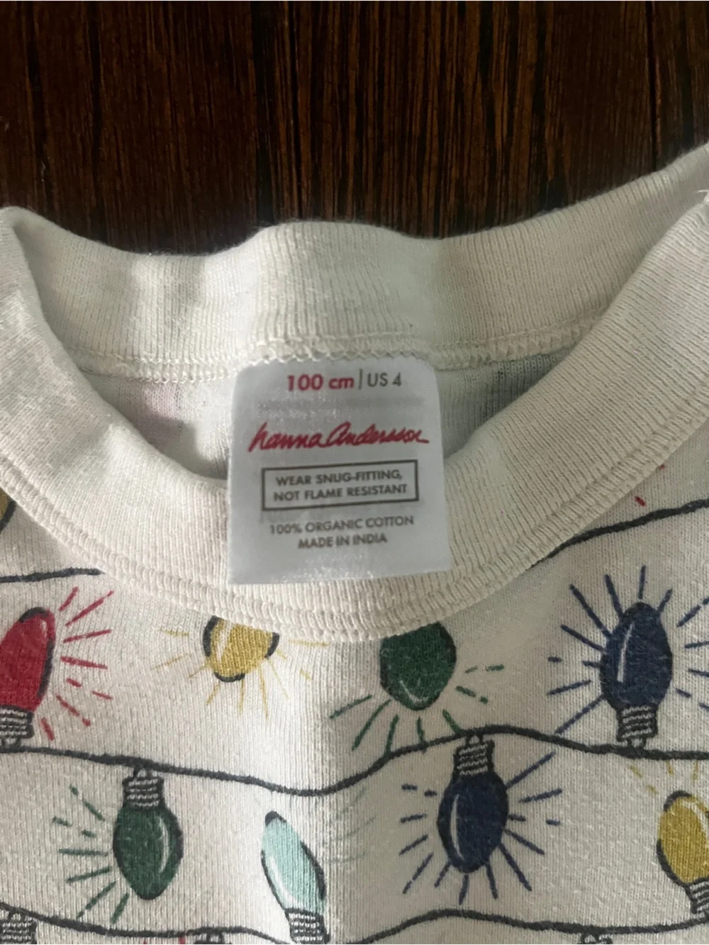 Hanna Andersson White Kids Top with Multi-Color Holiday Lights